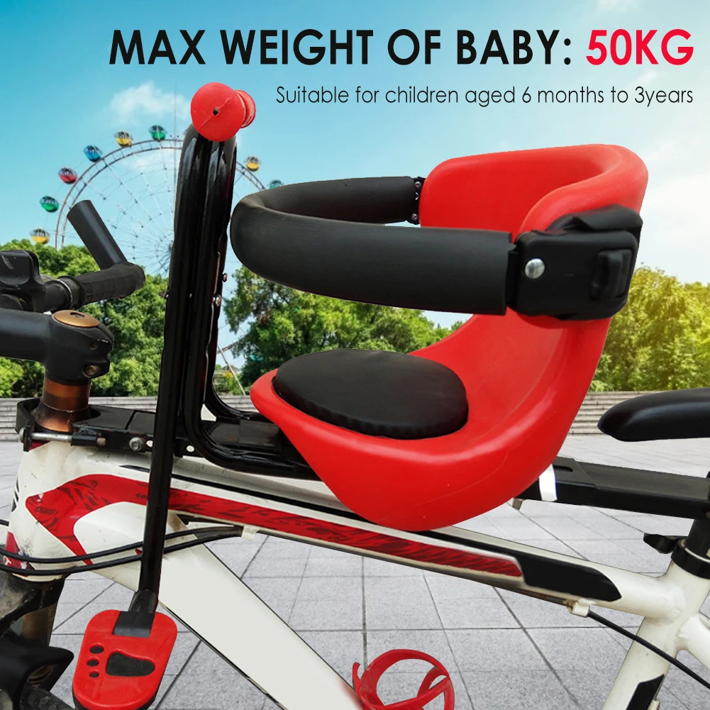 Detachable PU Bicycle Child Seat Baby Front Mount Safety Seat With Handrail For Kids Children Toddler
