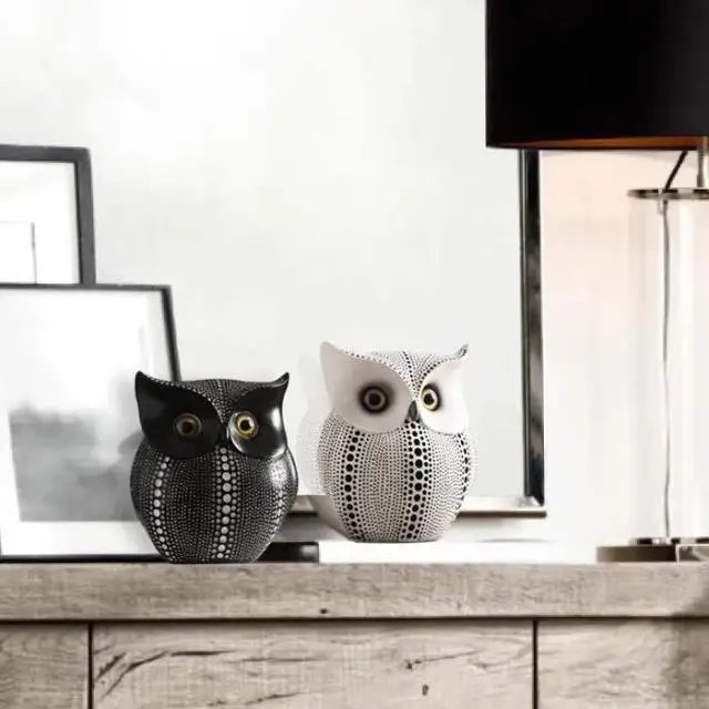 

Resin Owl Ornament Bedroom Desktop Lovely Animal Home Figurines Wine Cabinet Nordic Decoration Home