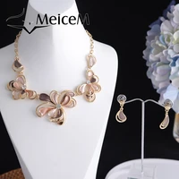 meicem rose necklace sets for women 2021 new arrivals crystal flower dangling necklaces womans chain colorful fashion gift mom