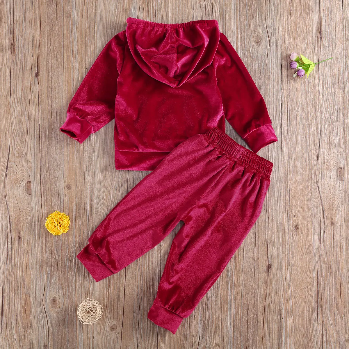 

Baby Velvet Sequined Clothes Sets Patchwork 4 Colors Hooded Pullover Tops Pants Set