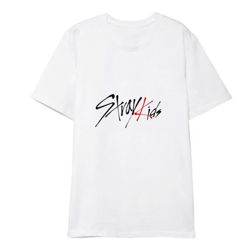 Straykids/одежда в Корейском стиле; свободная летняя футболка для студентов; Новинка; черно-белая футболка с короткими рукавами для детей