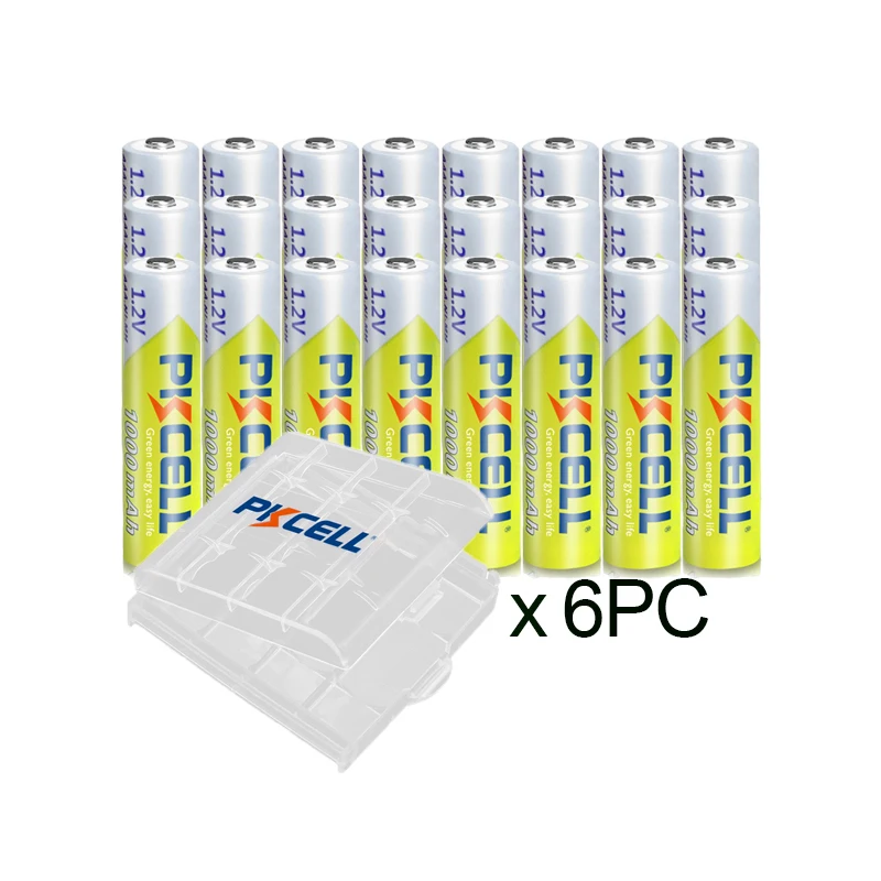 

24PC PKCELL 1.2V AAA Battery 1000MAH 3A aaa Ni-MH batteries AAA Rechargeable Battery toys with 6PC Battery Box holder
