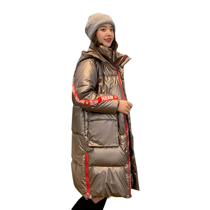 Женское длинное пальто с подкладкой из хлопка Свободное выше колена ярким