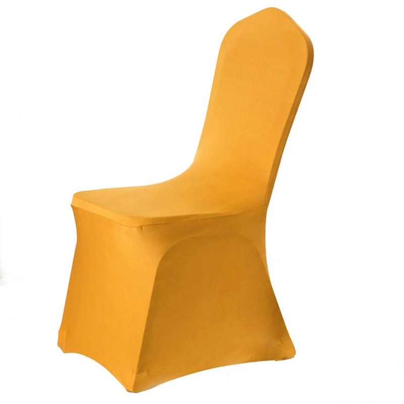Golden Yellow Спандекс стрейч чехлы на стулья для свадьбы Вечерние чехлы на стулья для столовой утолщенная Банкетная гостиничная накладка на стул - Цвет: Golden Yellow