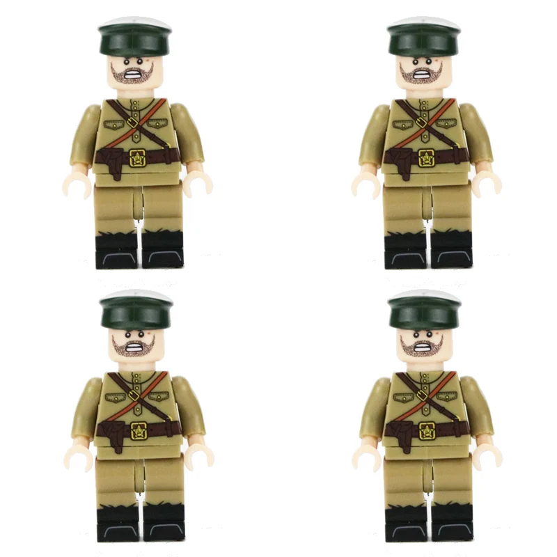 S5-4PCS WW2 военная армия солдат фигурки строительные блоки Minifigs армейский солдатский шлем оружие шарф аксессуары Кирпичи игрушки для детей - Цвет: S5-4PCS