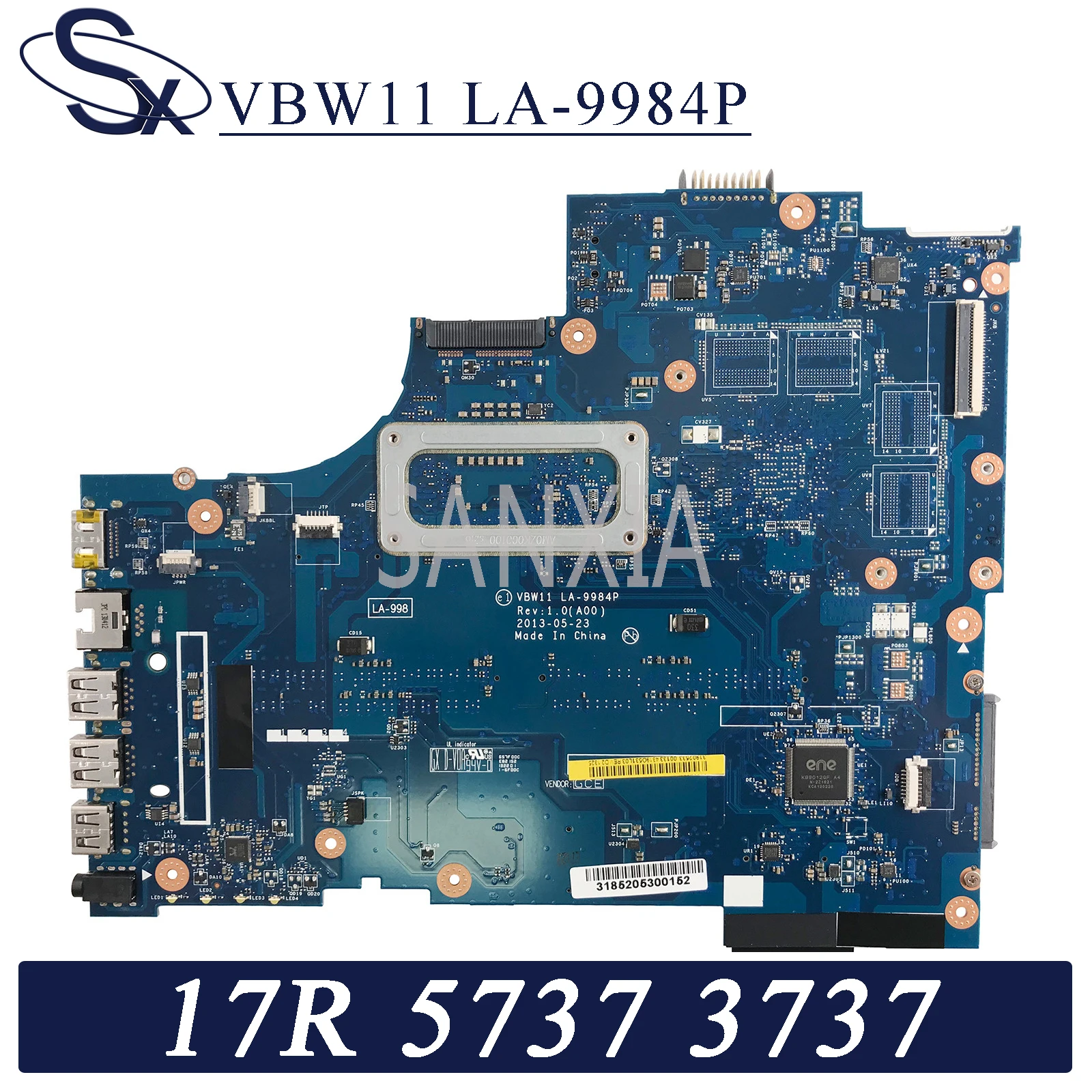 

KEFU LA-9984P Laptop motherboard for Dell Inspiron 17R 5737 3737 original mainboard I5-4200U