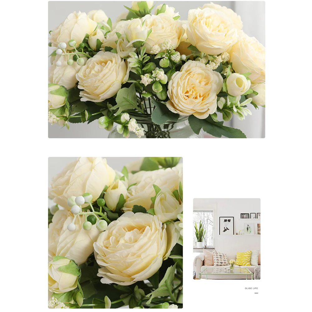 Букет из розового шелка пиона 30 см искусственные цветы 5 больших головок 4