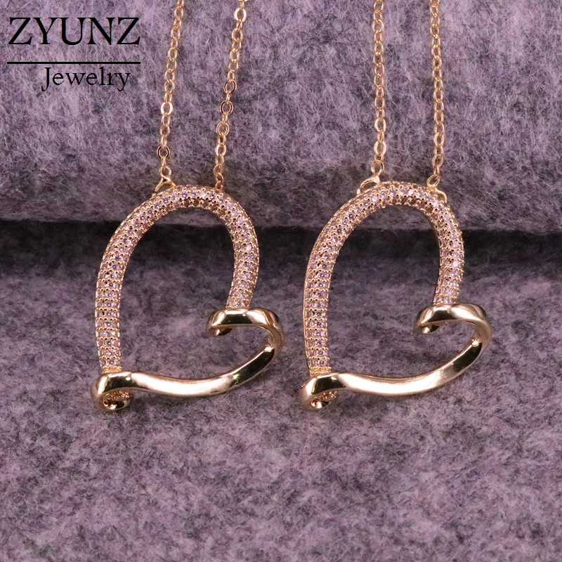 

6PCS, Heart Necklace, Love Heart Pendant Necklace in Gold Color, CZ Heart Pendant Necklace