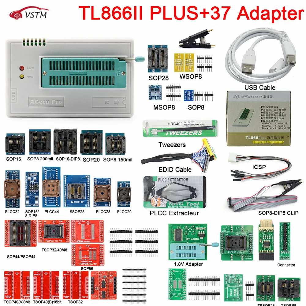 Программатор V11.2 TL866II Plus универсальный мини Pro программатор TL866 nand flash AVR PIC Bios USB с 37