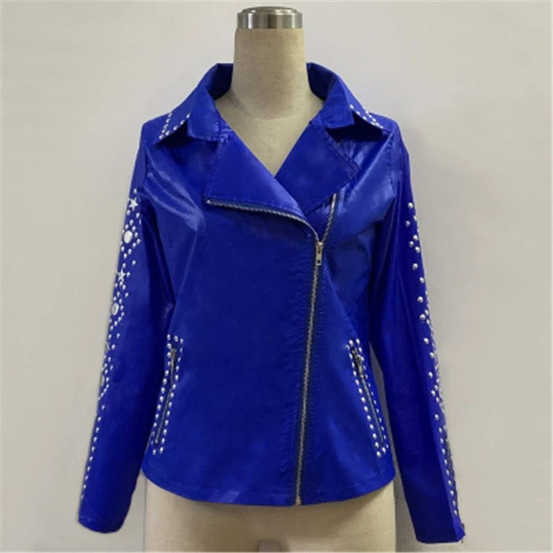 

Short Leather Jacket Women's 2020 Spring Autumn Fashion New European And American Style Hot Diamond Long-Sleeved Top Trend 363