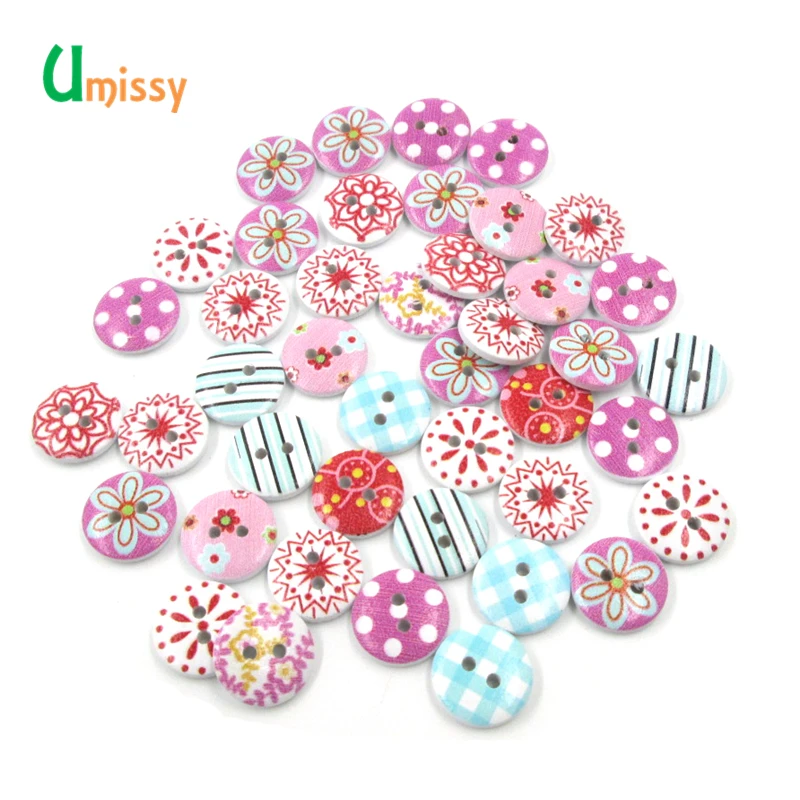 100 шт. деревянные кнопки белая плоская задняя сторона 2 отверстия смешанные