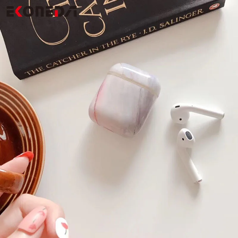 EKONEDA ультра тонкий глянцевый чехол для Airpods чехол мраморный роскошный защитный чехол для Airpods