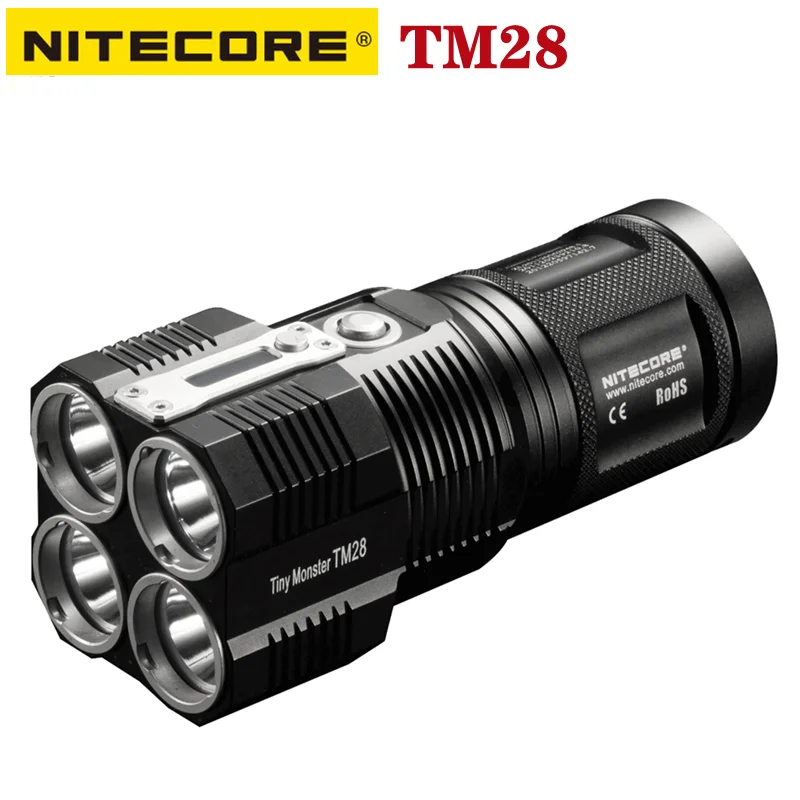 

Original NITECORE TM28 High-Powerful Flashlight 6000 Lumens Rechargeable 4 CreeXHP35 Hl LEDs Self Defense Torch Searchlight