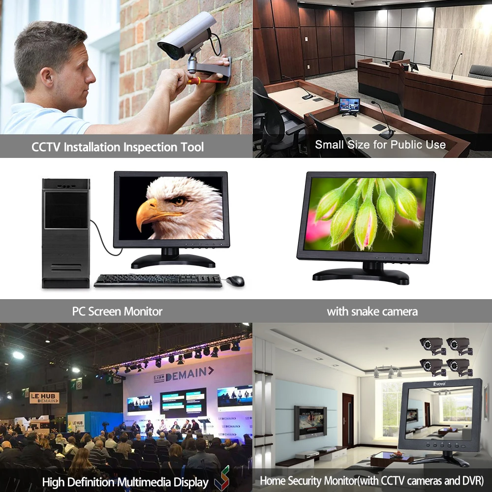 Емкостный сенсорный монитор Eyoyo EM10W 1280x800 Компактный ЖК-монитор портативный с VGA HDMI