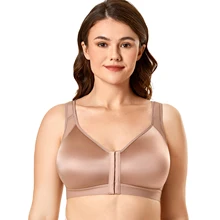 FAKUNTN Sujetador de postura sin aros para mujer, sostén de espalda con cierre frontal, cobertura completa, sin relleno, talla grande (2)