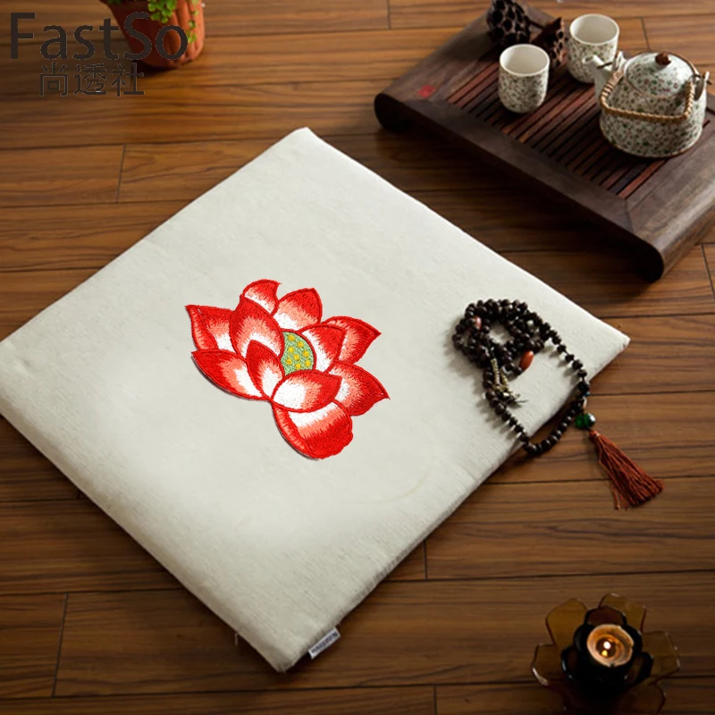 Китайские Красные железные нашивки с вышитыми цветами для одежды тканевые