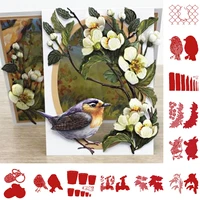2021 new arrive leaves rose blossom bird stamps dies scrapbook dariy decoration stencil embossing template diy model gift