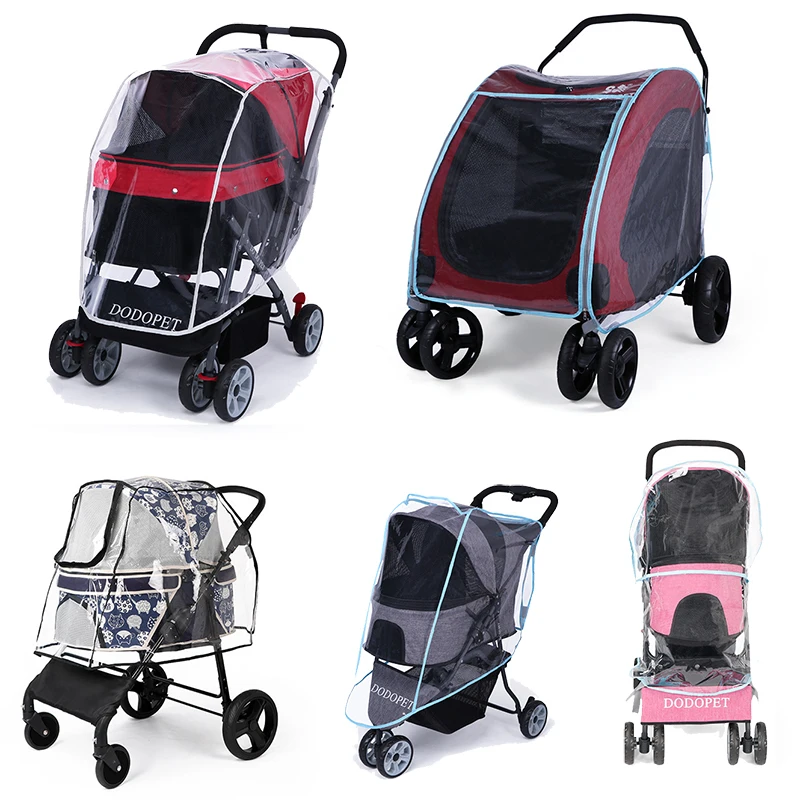 Pet Cart Stroller Raincover Universal Wind Dust Shield with windows Rain Snow Cover Raincoat Pushchairs Raincover Shield Cover