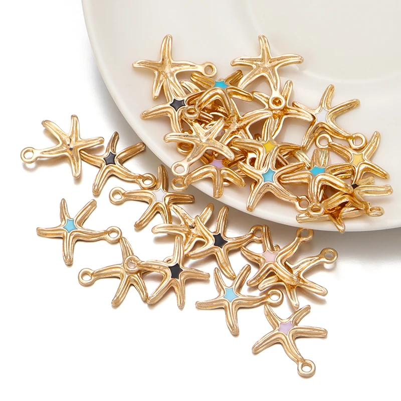30 шт./лот Подвески в виде морской звезды золотого цвета из сплава серьги браслеты