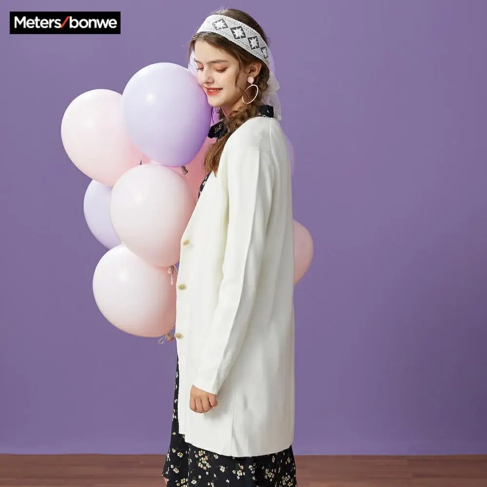 Женский вязаный кардиган Metersbonwe простой джемпер с цветочным принтом на осень и