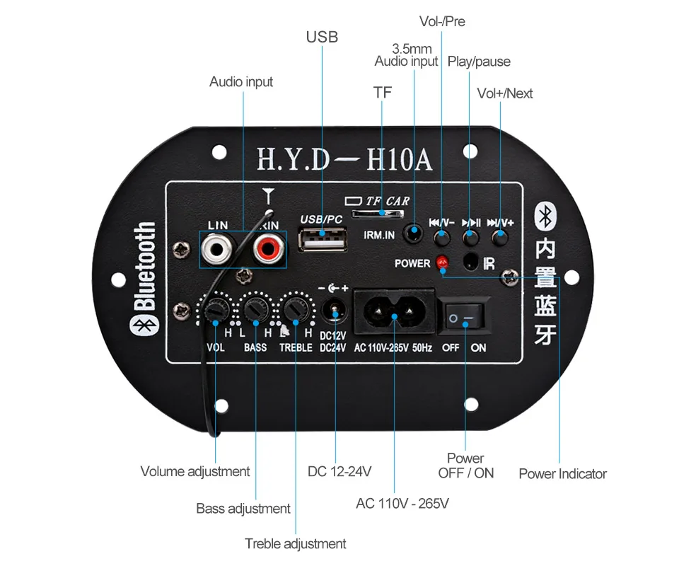 AOSHIKE усилители аудио Плата Amplificador сабвуфер усилитель плата Встроенный Bluetooth fm-радио 220 в 12 В 24 в цифровой IC трубки