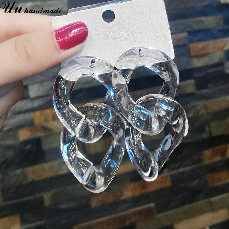 Модные африканские панк хип-хоп крупные прозрачные акриловые серьги-цепочки