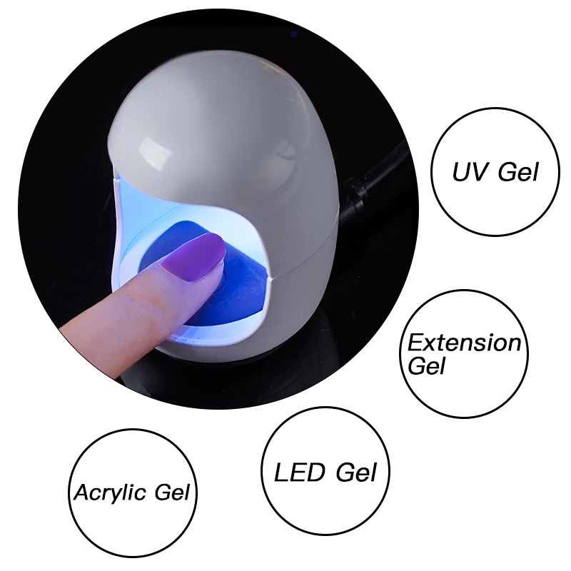 Four Lily 3W UV LED Lamp for Nail Single Finger Gel Polish Dryer Drying Machine Smart Sensor 45s / 60s USB Connector | Красота и