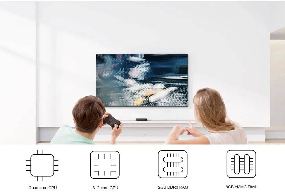 Xiaomi mi Box S 4K tv Box Cortex-A53 четырехъядерный процессор 64 бит Mali-450 1000Mbp Android 8,1 WiFi BT4.2 2 ГБ+ 8 Гб HD mi 2,0 ТВ приставка последняя