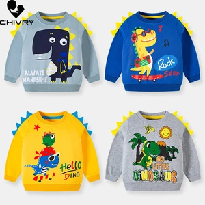 New 2021 Kids Autumn Winter Hoodies Sweatshirts Boys Cartoon Dinosaur Print O-neck Pullover Tops Sweatshirt Sports Clothing