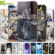 Cute Cat Tiger Animal Painted Phone Case for iPhone 13 12 11 7 8 Plus 14 Pro Max XS X XR SE 2020 6 6S Case Wallet Book Cover