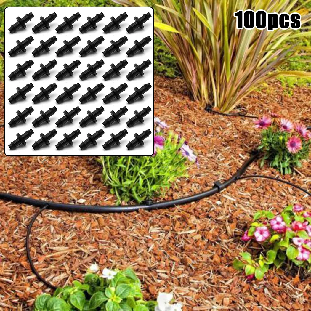 

100-Pack Garden Barb Quality Drip Irrigation Tubing Dripline Coupling Connector Barbed Fittings Garden Water Tool Drip Fittings