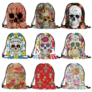Лидер продаж 2018, сумки на шнурке для женщин и мужчин, унисекс, с цветочным рисунком черепа и 3D-принтом, женская сумка