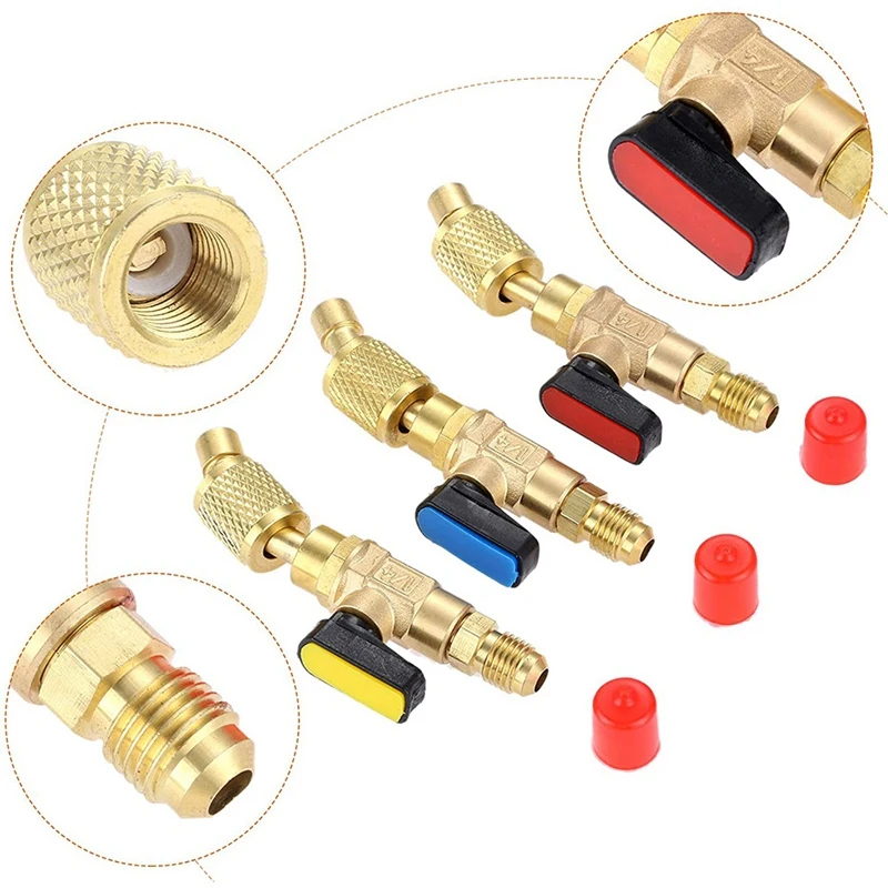 

Angled Compact Ball Valve 1/4 Inch SAE, Air Conditioning Refrigerant R410A R134A Shut Valve,3PCS R410A R134A Shut Valves