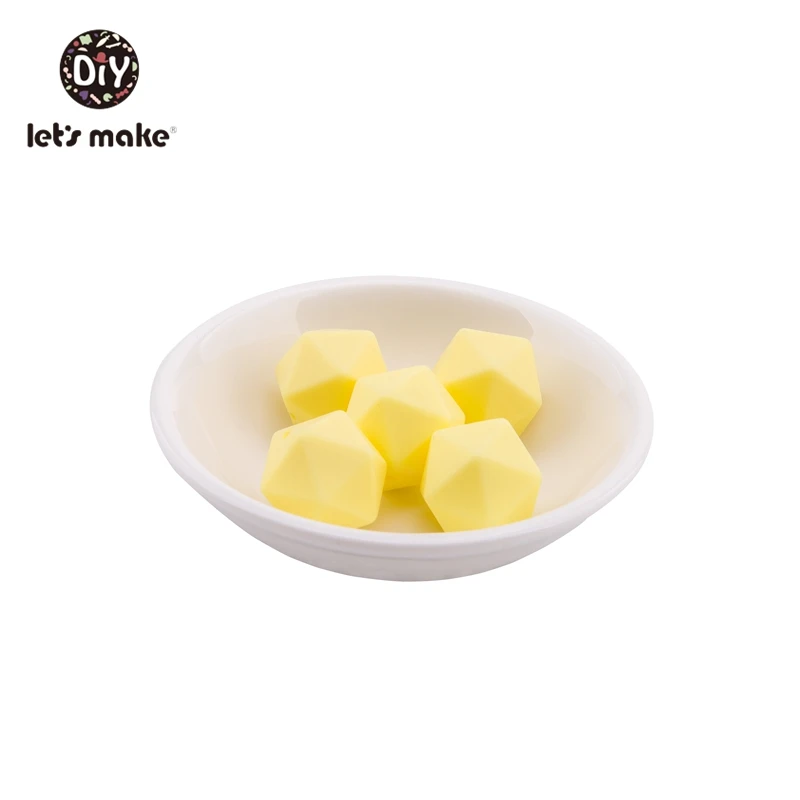 candy yellow Let' s сделать 20 шт. Силиконовые Бусины Пищевой шестигранный силиконовый шарик 14 мм Сделай своими ругами слингобусы соска цепь Bpa Бесплатный Детский Прорезыватель - Цвет: candy yellow