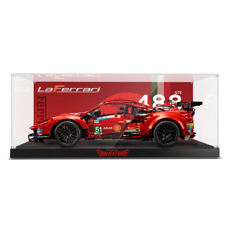 Acrylic Display Box For 42125 High-tech 488 GTE &amp#39AF Corse #51&amp#39 Building Blocks ShowCase (Not Include The Model) |