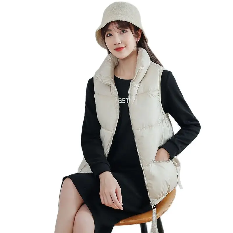 

Женский короткий жилет из хлопка, повседневная утепленная куртка без рукавов с отложным воротником, Осень-зима 2021