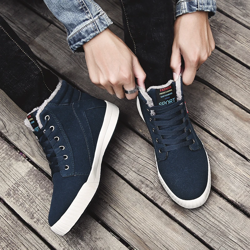 FLARUT Мужская зимняя обувь уличные зимние ботинки Спортивная для бега с мехом