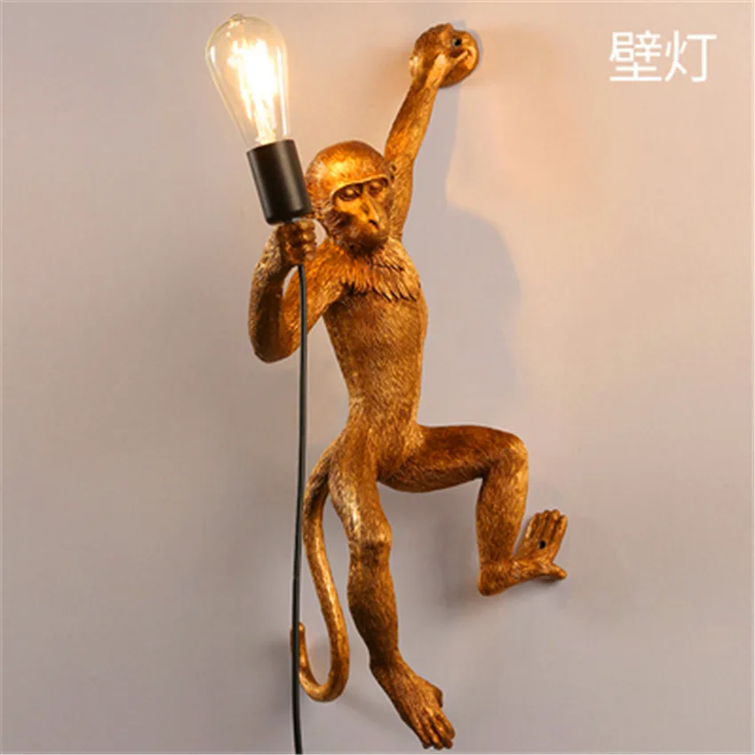 Gold wall lamp Современные светодиодные подвесные светильники из смолы, скандинавские светильники обезьяны, гостиной, спальни, подвесной светильник для ресторанов и баров, светильники для кухни - Цвет корпуса: Gold wall lamp