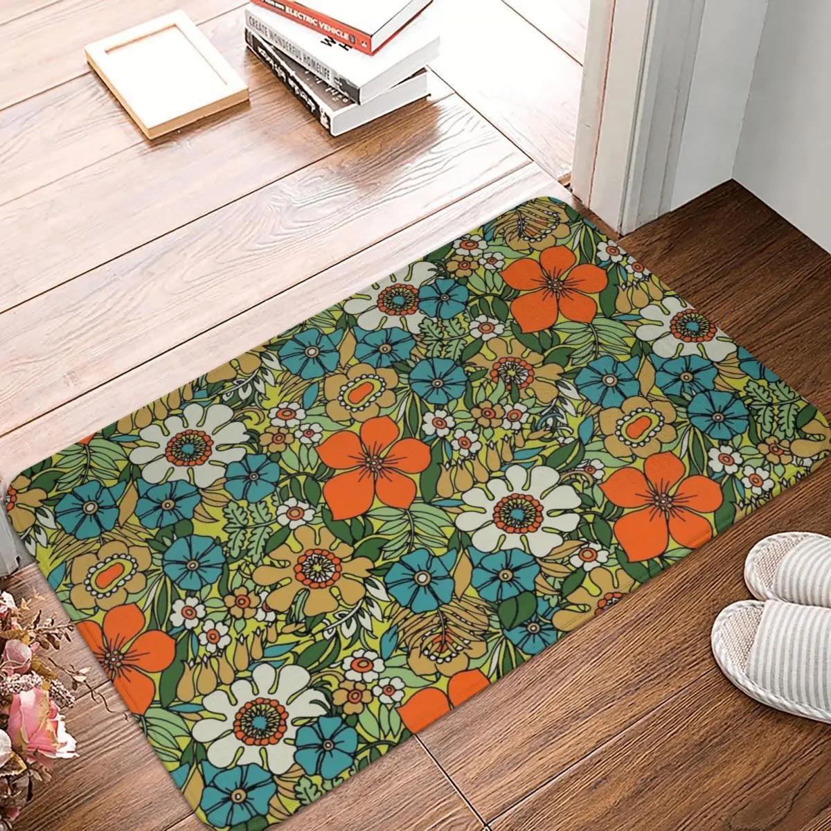 

70s Plate Doormat Carpet Mat Rug Polyester Anti-slip Floor Decor Bath Bathroom Kitchen Balcony 40x60