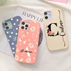 Custom Name Alphabet Daisy Phone Case For Apple iPhone 13 12 11 Pro Max X XR XS 7 8 Plus Mini Personalized Silicone Soft Cover