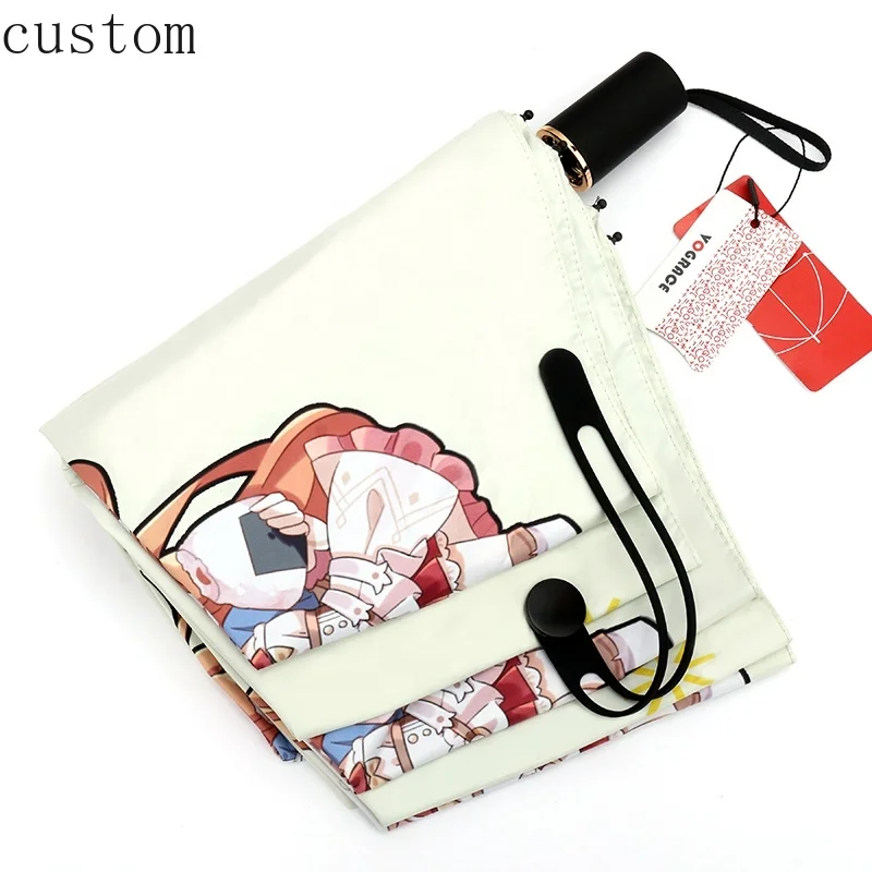

Cartoon Anime Automatic Windproof Umbrella Hot Sale UV Protective Travel Sunproof Umbrella with Your Own Design