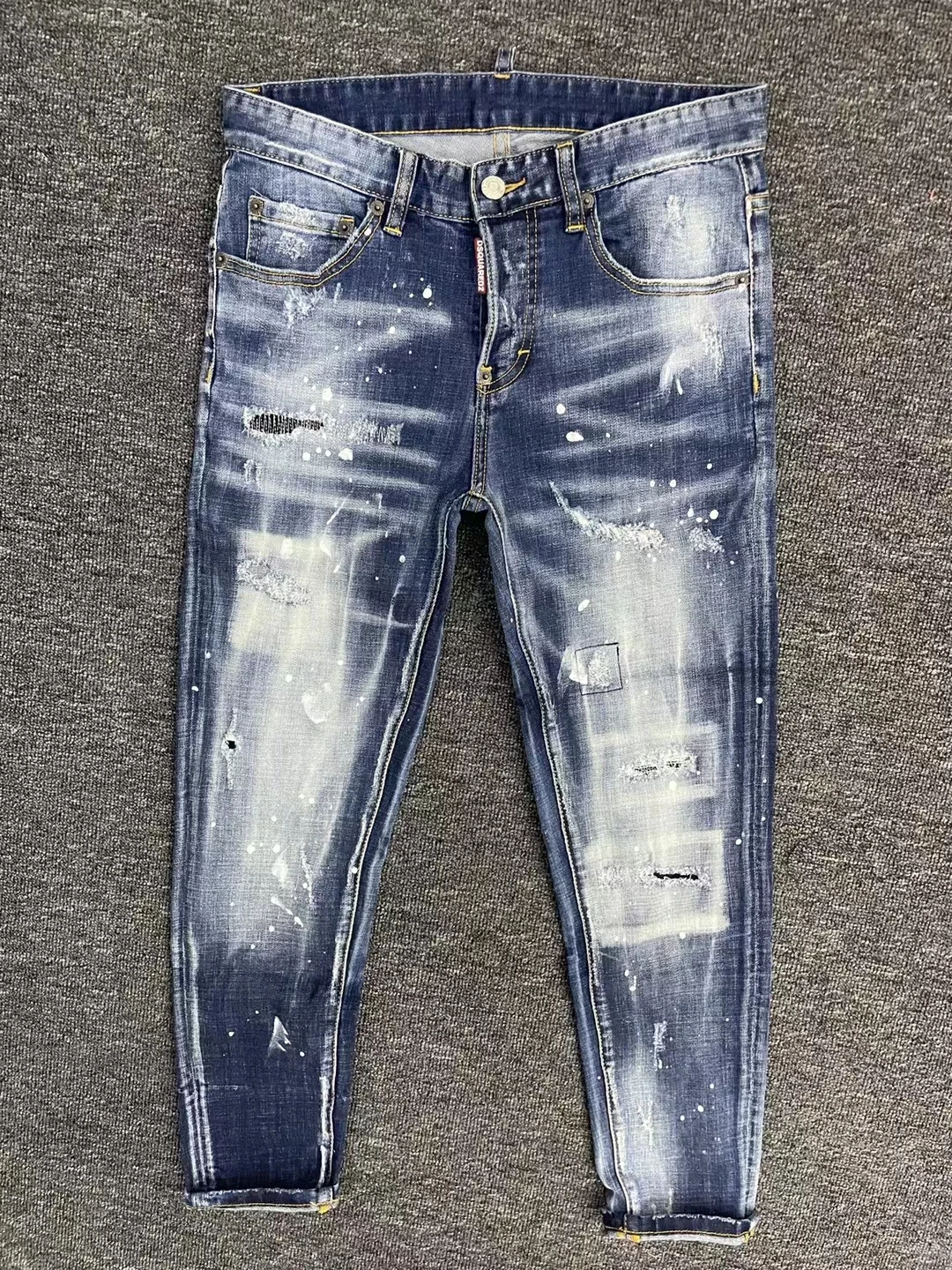 

Итальянская модная марка Dsquared2 мужские и женские моющиеся, изношенные, рваные, с рисунком в горошек, мотоциклетные джинсы DSQ001