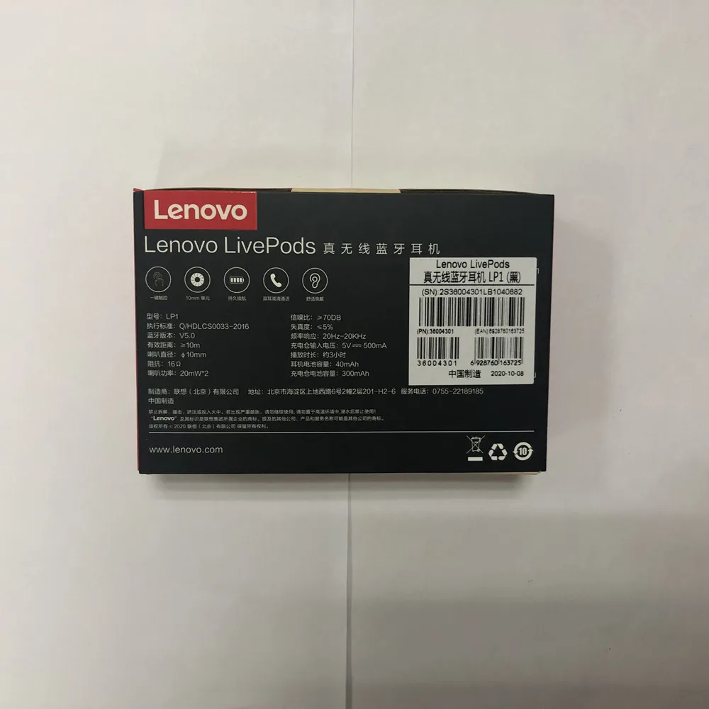 Lenovo Livepods LP1 TWS Wireless Earphone Bluetooth 5.0 Dual Stereo Noise Reduction Bass Touch Control Long Standby 300mAH | Электроника