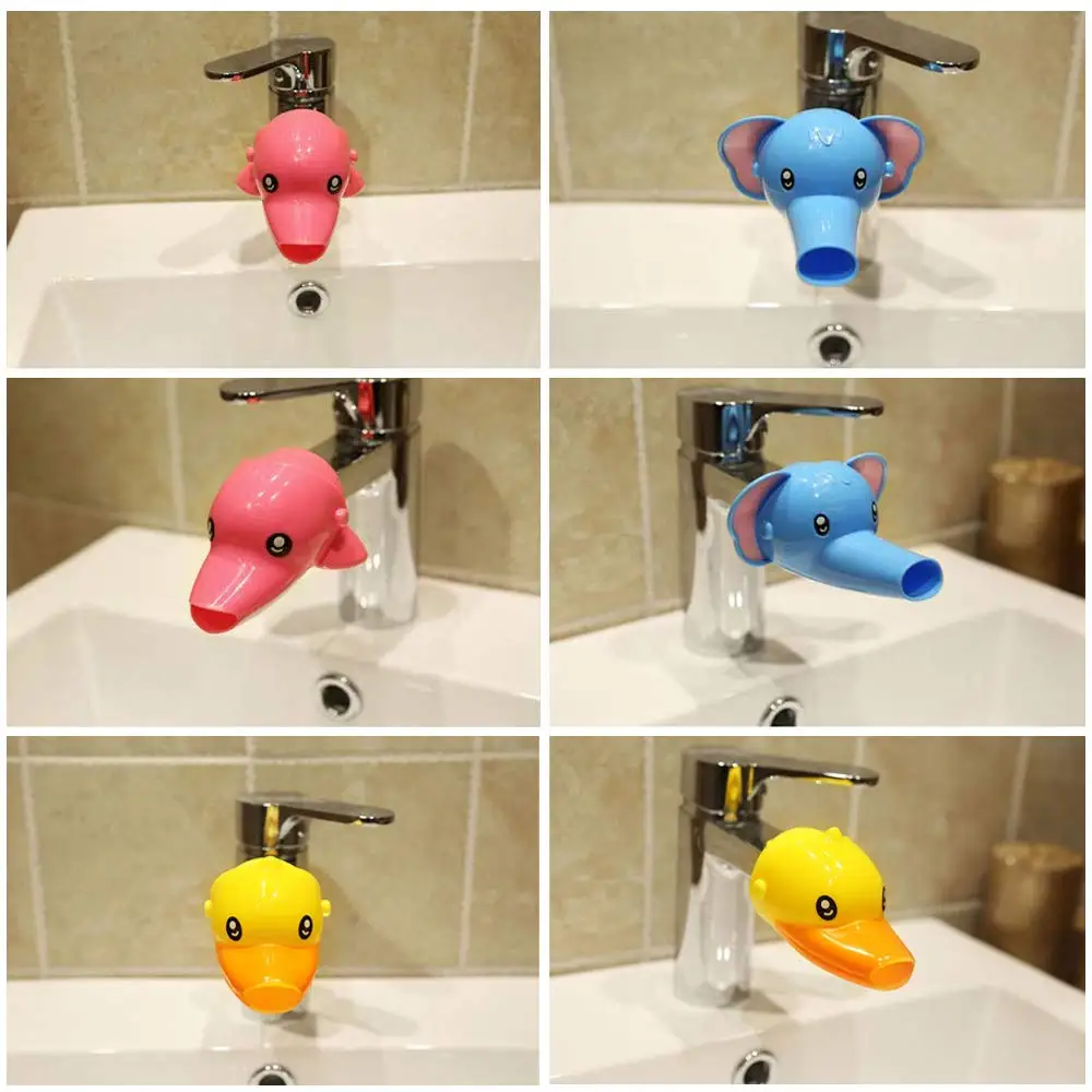 3-piece cute cartoon large head three-dimensional children's Guide sink hand washing machine faucet extension | Дом и сад