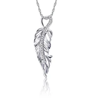 new delicate female clavicle chain feather leaf micro pave dazzling aaa zircon pendant necklace for women