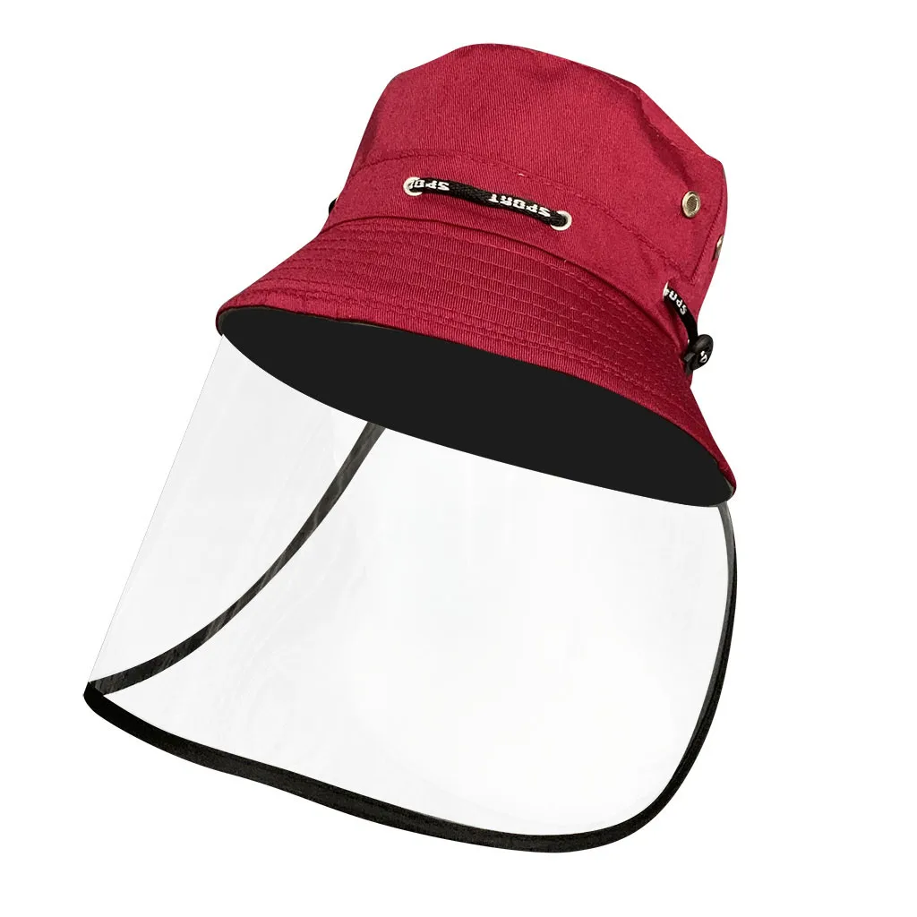 

Solid Men Women Dust Protection Bucket Hat Outdoor Travel UV Protect Fisherman Hats Sun Caps Protective Face Shield Transparent
