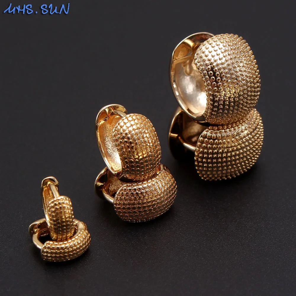 Женские серьги кольца MHS.SUN круглые золотого цвета в южноамериканском стиле