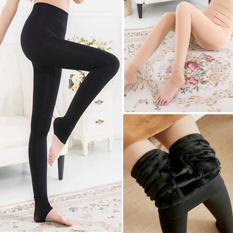 

Fashion Women Tights Plus Velvet Thicken High Elastic Slim Tights Sexy Keep Warm Solid Color Winter Tights Pantyhose for Women