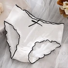 Нижнее белье женское в японском стиле, хлопковые трусы со средней посадкой, удобное женское белье в полоску, дышащие эластичные трусы