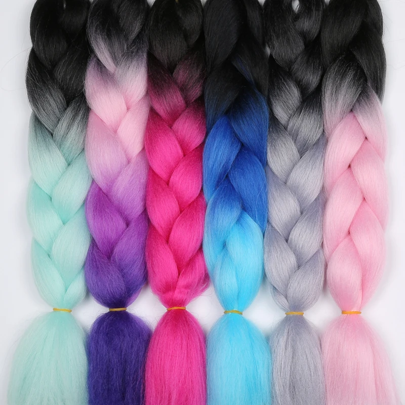 WERD 24 дюймов синтетика затененные косички волосы для наращивания на коробка косы